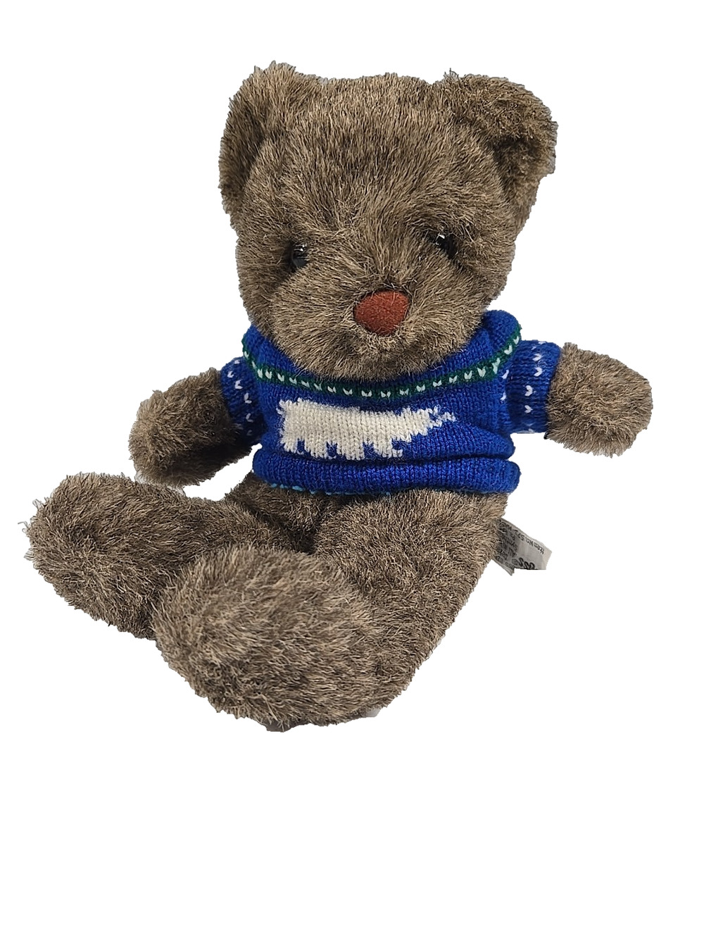 Russ Berrie Vintage 2000 Brownie Bear Stuffed Plush Animal Brown Blue 7 Inch